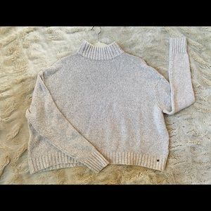 Wide cropped turtleneck sweater
